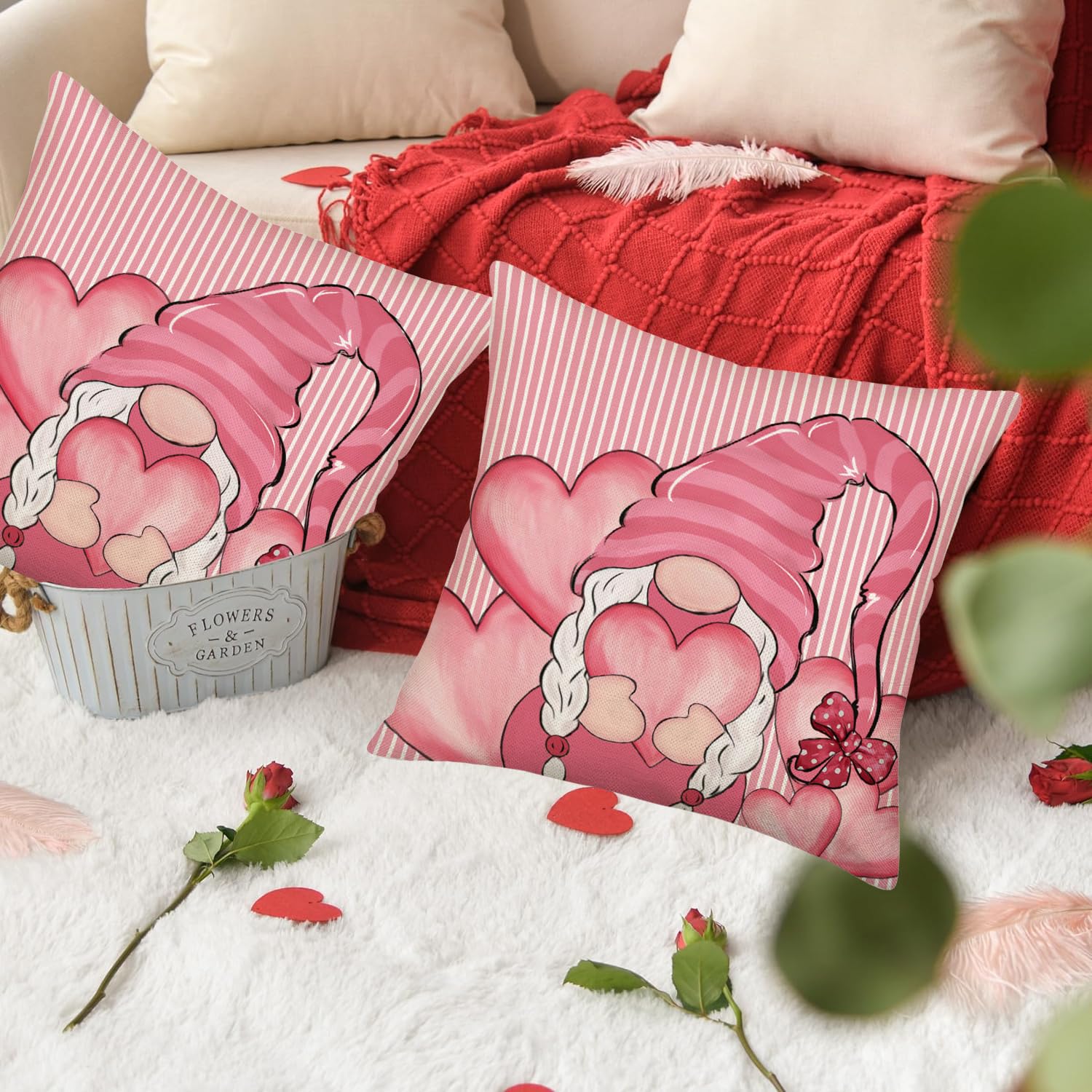 Amazon.co.jp: Fukeen クッションカバー 2枚セット 18x18インチ ピンク
